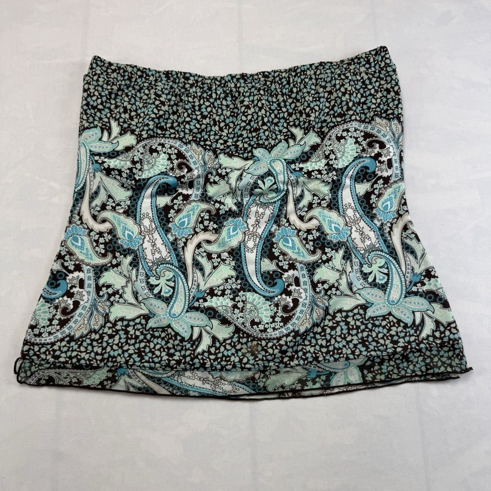 Paisley Floral A-Line Skirt Women's Plus Size 14 16 Blue Black Boho